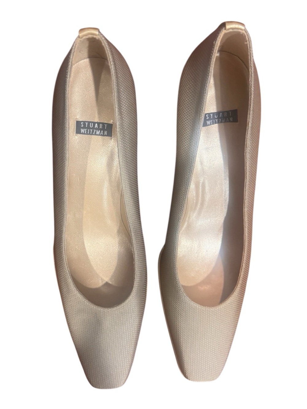 Stuart Weitzman Gold Low Block Heel Pumps - Picture 3 of 8